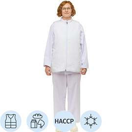 Жилет для пищевого производства у17-ЖЛ внешний белый дюспо утеплённый (размер 44-46, рост 170-176)