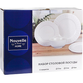 Сервиз обеденный на 4 персоны 12 предметов Nouvelle Home Пастила фарфор фото Сервиз обеденный на 4 персоны 12 предметов Nouvelle Home Пастила фарфор