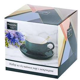 Набор чайный Nouvelle Home Royal line Night на 4 персоны фарфор (12 предметов)