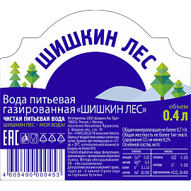 Вода питьевая Шишкин Лес газированная 0.4 л фото Вода питьевая Шишкин Лес газированная 0.4 л