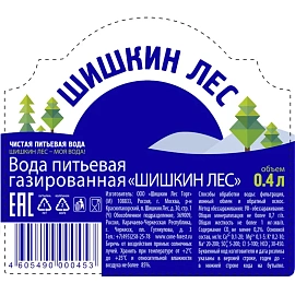 Вода питьевая Шишкин Лес газированная 0.4 л фото Вода питьевая Шишкин Лес газированная 0.4 л