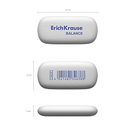 Ластик ERICH KRAUSE "Balance", 50x23x9 мм, белый, овальный, 34638