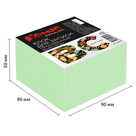 Блок для записей Комус BC 90x90x50 мм зеленый проклеенный плотность 80 г/кв.м