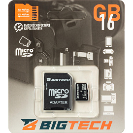 Карта памяти 16 ГБ micro SD BigTech UMSDC-001 UHS-I U3 V30