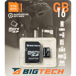 Карта памяти 16 ГБ micro SD BigTech UMSDC-001 UHS-I U3 V30
