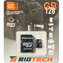 Карта памяти 128 ГБ micro SD BigTech UMSDC-003 UHS-I U3 V30
