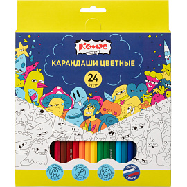 Карандаши цветные Комус Класс Максики 24 карандаша 24 цвета шестигранные