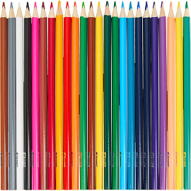 Карандаши цветные Комус Класс Максики 24 карандаша 24 цвета трёхгранные