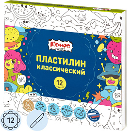 Пластилин классический Комус Класс Максики 12 цветов 240 грамм