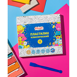 Пластилин классический Комус Класс Максики 12 цветов 240 грамм