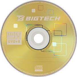 Диск DVD+R BigTech 4.7 ГБ 16x конверт YDVDRB010