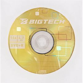 Диск DVD+R BigTech 4.7 ГБ 16x конверт YDVDRB010