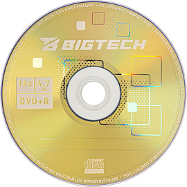 Диск DVD+R BigTech 4.7 ГБ 16x slim YDVDRB011