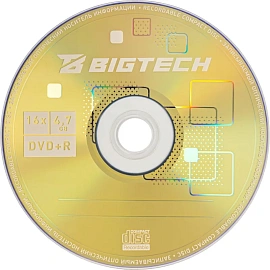 Диск DVD+R BigTech 4.7 ГБ 16x slim YDVDRB011