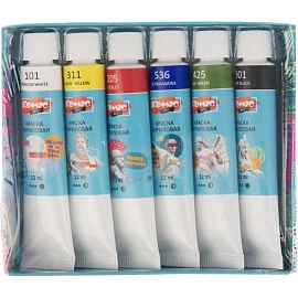 Краски акриловые Комус Арт Студия набор 6 цветов по 12 мл в тубах