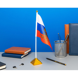 Флаг Российской Федерации 14x21 см с флагштоком 75 г/кв.м