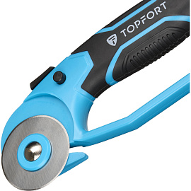 Нож раскройный TOPFORT 45 мм с защитой (корпус ABS+TPR, 1960445)