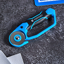 Нож раскройный TOPFORT 45 мм с защитой (корпус ABS+TPR, 1960445)