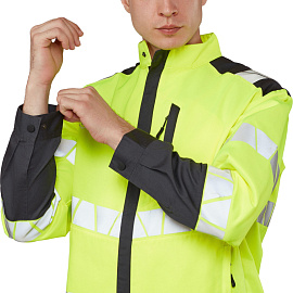 Куртка сигнальная летняя мужская Равелин-КУ с СОП лимонная/графит (размер 52-54, рост 158-164)