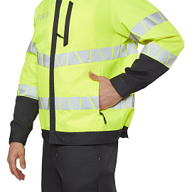 Куртка сигнальная летняя мужская Равелин-КУ с СОП лимонная/графит (размер 52-54, рост 158-164)