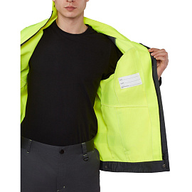 Куртка сигнальная летняя мужская Равелин-КУ с СОП лимонная/графит (размер 52-54, рост 158-164)
