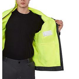 Куртка сигнальная летняя мужская Равелин-КУ с СОП лимонная/графит (размер 52-54, рост 158-164)