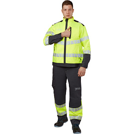 Куртка рабочая летняя мужская Равелин-КУ с СОП лимонная/графит (размер 56-58, рост 158-164)