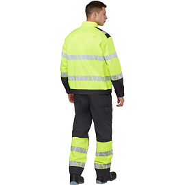 Куртка рабочая летняя мужская Равелин-КУ с СОП лимонная/графит (размер 56-58, рост 158-164)