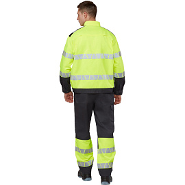 Куртка рабочая летняя мужская Равелин-КУ с СОП лимонная/графит (размер 56-58, рост 158-164)
