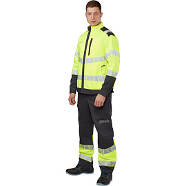 Куртка сигнальная летняя мужская Равелин-КУ с СОП лимонная/графит (размер 60-62, рост 182-188)