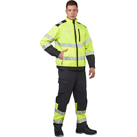 Куртка сигнальная летняя мужская Равелин-КУ с СОП лимонная/графит (размер 60-62, рост 182-188)