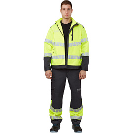 Брюки сигнальные летние мужские Равелин-БР с СОП лимонные/графит (размер 44-46, рост 158-164)