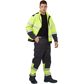 Брюки сигнальные летние мужские Равелин-БР с СОП лимонные/графит (размер 44-46, рост 170-176)