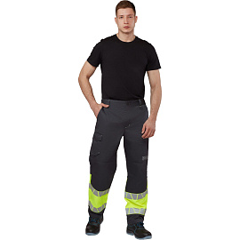 Брюки сигнальные летние мужские Равелин-БР с СОП лимонные/графит (размер 44-46, рост 170-176)