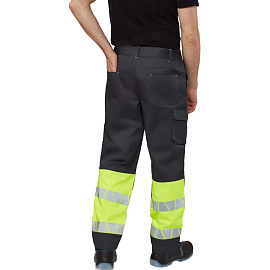 Брюки сигнальные летние мужские Равелин-БР с СОП лимонные/графит (размер 60-62, рост 170-176)