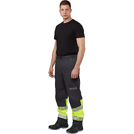 Брюки сигнальные летние мужские Равелин-БР с СОП лимонные/графит (размер 56-58, рост 182-188)