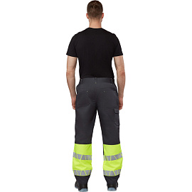 Брюки сигнальные летние мужские Равелин-БР с СОП лимонные/графит (размер 56-58, рост 182-188)