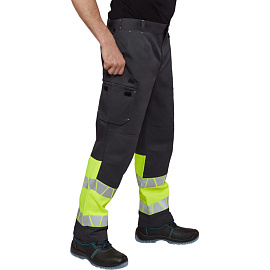 Брюки сигнальные летние мужские Равелин-БР с СОП лимонные/графит (размер 56-58, рост 182-188)