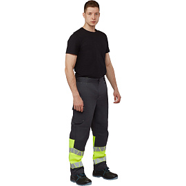 Брюки сигнальные летние мужские Равелин-БР с СОП лимонные/графит (размер 48-50, рост 194-200)