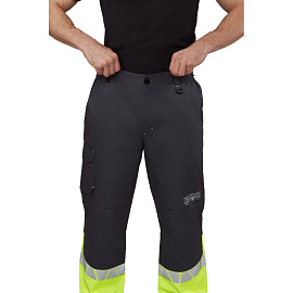 Брюки сигнальные летние мужские Равелин-БР с СОП лимонные/графит (размер 56-58, рост 194-200)