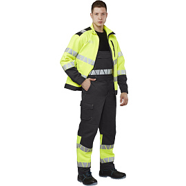 Полукомбинезон сигнальный летний мужской Равелин-ПК с СОП лимонный/графит (размер 48-50, рост 158-164)
