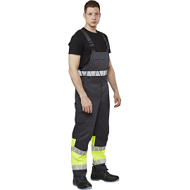 Полукомбинезон сигнальный летний мужской Равелин-ПК с СОП лимонный/графит (размер 120-124 (60-62), рост 182-188)