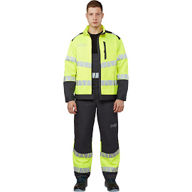 Полукомбинезон сигнальный летний мужской Равелин-ПК с СОП лимонный/графит (размер 120-124 (60-62), рост 182-188)