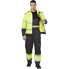 Полукомбинезон сигнальный летний мужской Равелин-ПК с СОП лимонный/графит (размер 120-124 (60-62), рост 182-188)