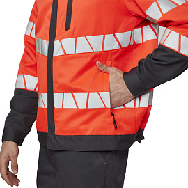 Куртка сигнальная летняя мужская Равелин-КУ с СОП красная/графит (размер 52-54, рост 158-164)