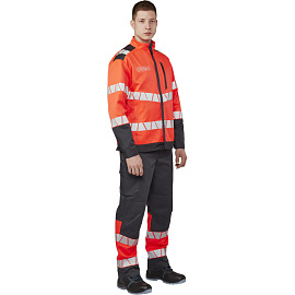 Куртка сигнальная летняя мужская Равелин-КУ с СОП красная/графит (размер 44-46, рост 170-176)