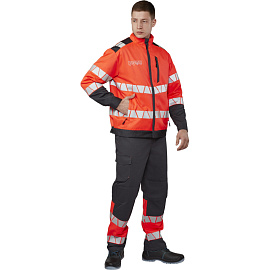 Куртка сигнальная летняя мужская Равелин-КУ с СОП красная/графит (размер 44-46, рост 170-176)