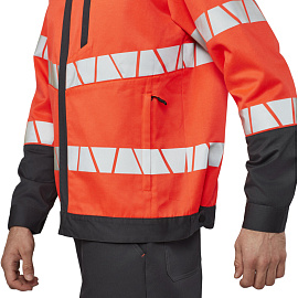 Куртка сигнальная летняя мужская Равелин-КУ с СОП красная/графит (размер 52-54, рост 170-176)