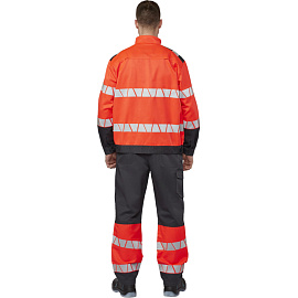 Куртка сигнальная летняя мужская Равелин-КУ с СОП красная/графит (размер 48-50, рост 182-188)