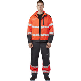 Куртка сигнальная летняя мужская Равелин-КУ с СОП красная/графит (размер 52-54, рост 182-188)